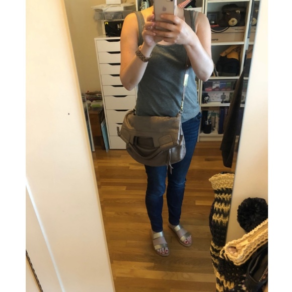 Foley&Corinna Foldover Tote Taupe Sparkle Leather - Picture 5 of 8